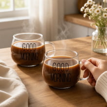 Good Morning - Conjunto com 2 Canecas de Vidro Borossilicato (380 ml)