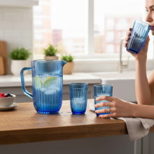 Safira Athena Blue - Jarra com Alça em Vidro 1,3 litros