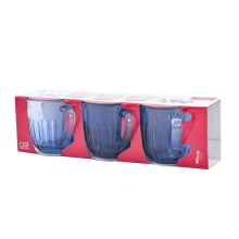 Safira Athena Blue - Kit com 3 xícaras em Vidro 90ml