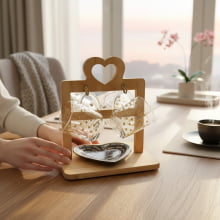 Sweet Heart - Suporte Em Madeira para Xícaras de Café