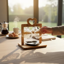 Sweet Heart - Suporte Em Madeira para Xícaras de Café