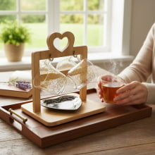 Sweet Heart - Suporte Em Madeira para Xícaras de Café