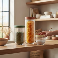 Trio Versátil Canelado - Conjunto Com 3 Potes para Mantimentos Em Vidro