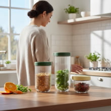 Trio Versátil Canelado - Conjunto Com 3 Potes para Mantimentos Em Vidro