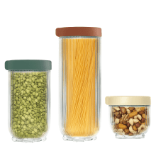 Trio Versátil Canelado - Conjunto Com 3 Potes para Mantimentos Em Vidro