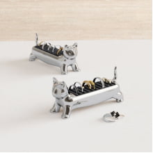 Ali Cat Prata - Porta Anéis Gato Munchkin para 9 Anéis