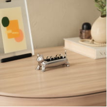 Ali Cat Prata - Porta Anéis Gato Munchkin para 9 Anéis