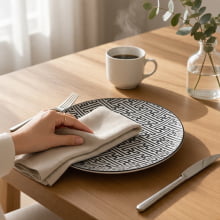 Labirinto Oriental Preto e Branco - Prato Fundo 20cm