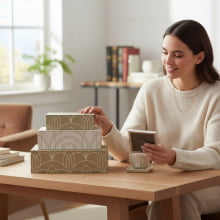 Trio Arcos De Ouro - Kit com 3 Caixas Organizadoras