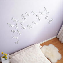Libélulas - Conjunto Decorativo 3D de Parede Branco com 20 peças