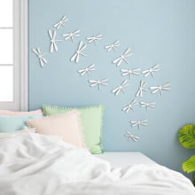 Libélulas - Conjunto Decorativo 3D de Parede Branco com 20 peças