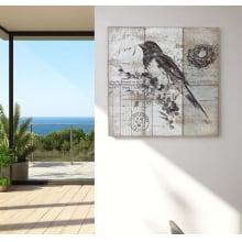 Pássaro Preto - Quadro Retrô Natureza 35cm