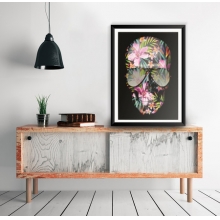 Caveira Floral - Poster com Moldura