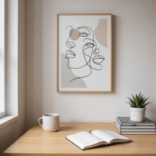 Faces em Linhas III - Quadro Decorativo Moderno