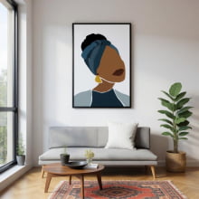 Power Face Afro 2 - Quadro Impresso em Lona Com Moldura 90x60 cm