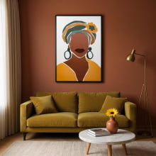 Afro Power III - Quadro Impresso em Lona Com Moldura 90x60 cm