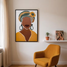 Power Face Afro 3 - Quadro Impresso em Lona Com Moldura 90x60 cm