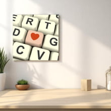 Teclado Love Dog - Quadro / Tela Decorativa 40x40 cm