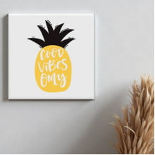 Abacaxi Good Vibes Only - Quadro em Azulejo
