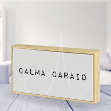 Calma Caraio - Quadro em Azulejo com Moldura em Madeira