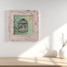 Gaiola II - Quadro Retrô Detalhe em 3D