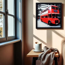  Ônibus Londrino - Quadro Retrô com Vidro