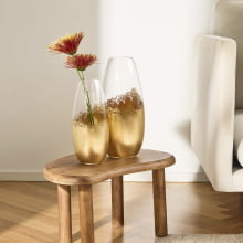 Aurum - Vaso em Vidro com detalhes em dourado