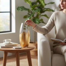 Aurum - Vaso em Vidro com detalhes em dourado