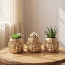 Budas - Kit com 3 Cachepots em Cimento