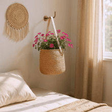 Cesta Alta - Vaso em Cimento Com Alça Decorativa