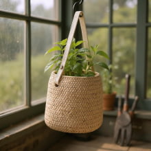 Cesta Alta - Vaso em Cimento Com Alça Decorativa