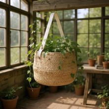 Cesta Baixa - Vaso em Cimento Com Alça Decorativa