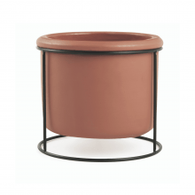 Contraste - Vaso Em Cimento Com Suporte Preto Em Metal Tamanho M