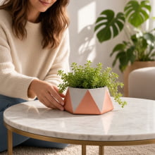 Copper Geometry - Cachepot Cimento e Cobre