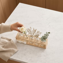 Home - Kit com 5 Garrafinhas / Vasinhos + Suporte em Madeira
