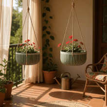 Linee - Kit com 2 Vasos pendentes Em Cimento (P+G)