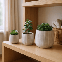 Linhas - Kit Cachepots Altos em Cimento 3 Peças (P+M+G)