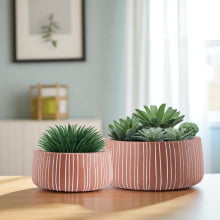Linhas - Kit Cachepots Baixos em Cimento 2 Peças (M+G)