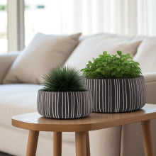 Linhas - Kit Cachepots Baixos em Cimento 2 Peças (M+G)
