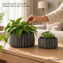 Duo Cânon - Kit Cachepots Baixos em Cimento 2 Peças (M+G)