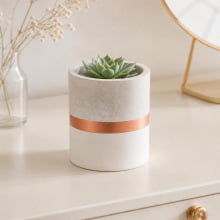 Metallo Duetto Branco e Cobre - Tamanho M - Vaso em Cimento