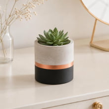 Metallo Duetto Preto e Cobre - Tamanho M - Vaso em Cimento