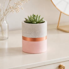 Metallo Duetto Rosa e Cobre - Tamanho M - Vaso em Cimento