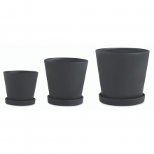 Minimalistas - Kit com 3 Vasos em Cimento Com Pratinhos (P+M+G)