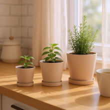 Minimalistas - Kit com 3 Vasos em Cimento Com Pratinhos (P+M+G)