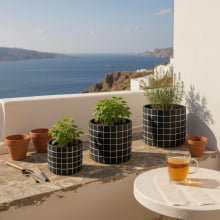 Quadriculado - Kit com 3 Vasos Em Cimento (P+M+G)
