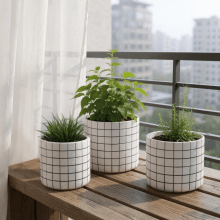 Quadriculado - Kit com 3 Vasos Em Cimento (P+M+G)