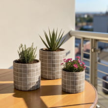 Quadriculado - Kit com 3 Vasos Em Cimento (P+M+G)