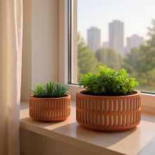 Riscos - Kit Cachepots Baixos em Cimento 2 Peças (M + G)