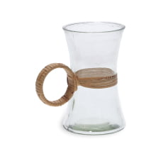 Riviera - Vaso em Vidro com detalhes em Rattan (P ou G)